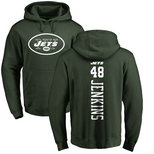 New York Jets Men Green Jordan Jenkins Backer NFL Football 48 Pullover Hoodie Sweatshirts